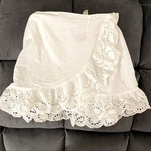 Bohemian White Eyelet Wrap Skirt 100% (Size: medium)